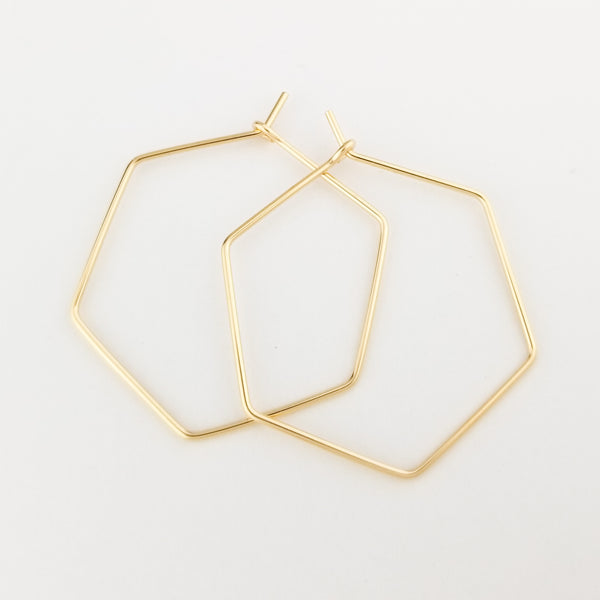 Buoy Hoop Earrings - handmade hammered elongated hexagon hoop earrings -  Ugly Baby