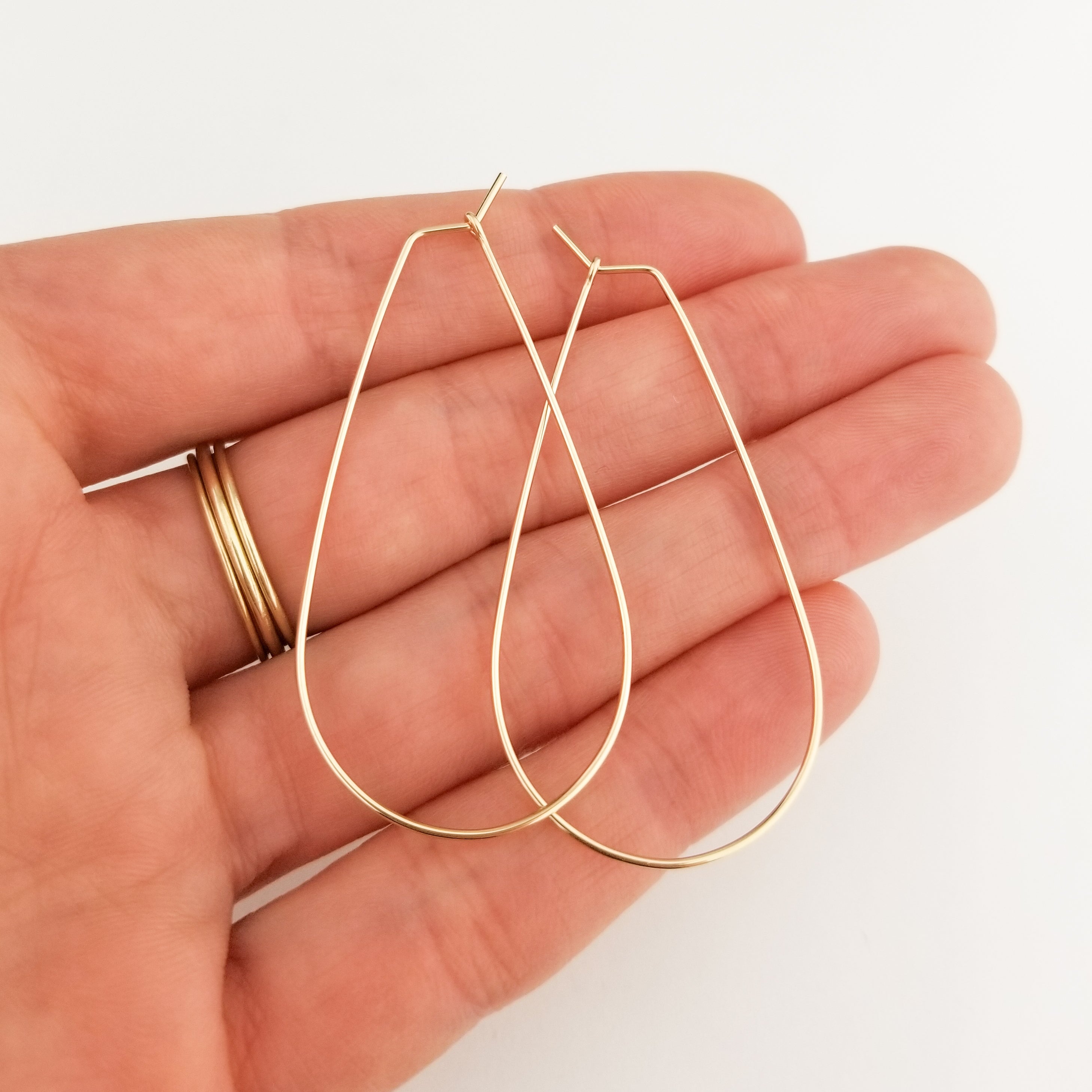 Simple 14K Gold Drop Earrings - Gold String Earrings