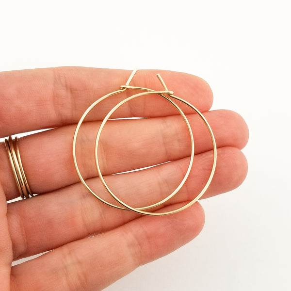 Thin Classic Solid Gold Hoop Earrings - Aris Designs